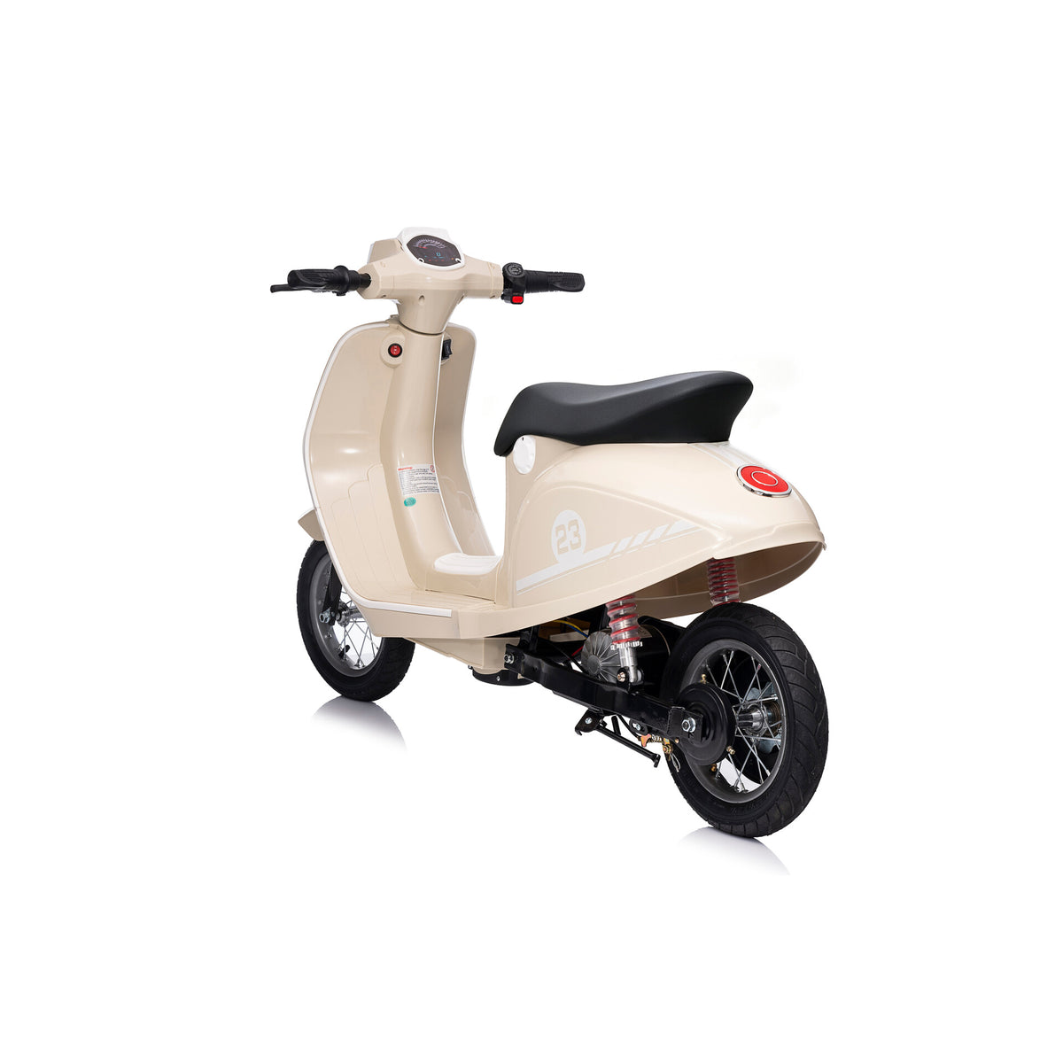 Elektrischer Kinderroller 24V 350W Beige - Schrägansicht von hinten