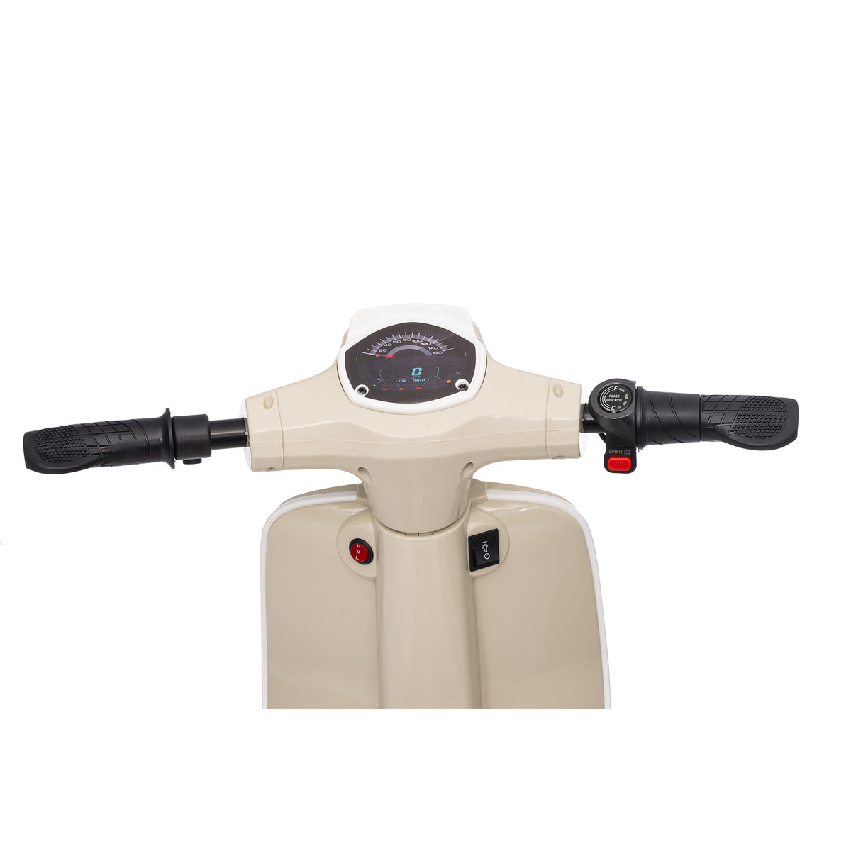 Elektrischer Kinderroller 24V 350W Beige - Lenker und Akkuanzeige