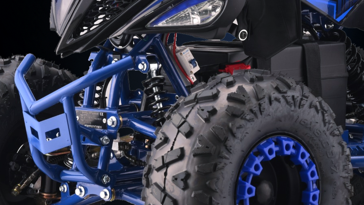 Detail der Vorderfederung von Panthera Leo | Elektrische kinderquad 1200W 48V - Blauw