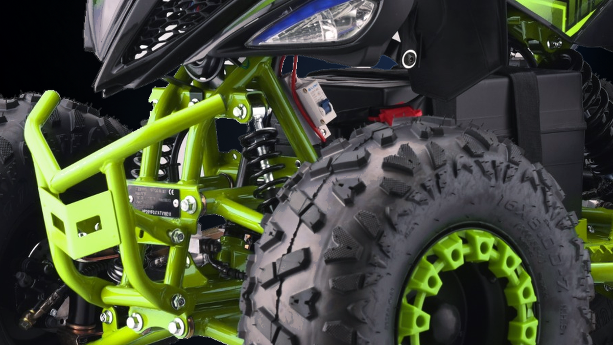 Detail der Vorderfederung von Panthera Leo | Elektrische kinderquad 1200W 48V - Groen