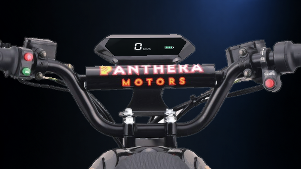 Lenker und LCD-Display von Panthera Leo | Elektrische kinderquad 1200W 48V - Oranje mit illustrativer Bildschirmanzeige