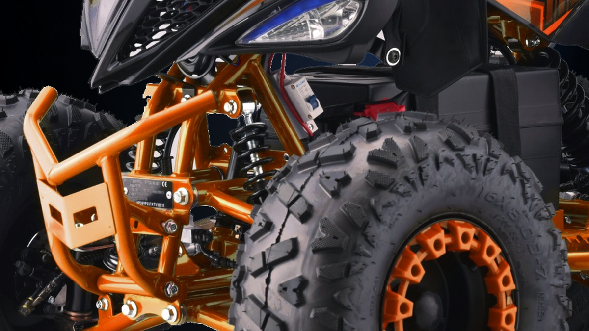 Detail der Vorderfederung von Panthera Leo | Elektrische kinderquad 1200W 48V - Oranje