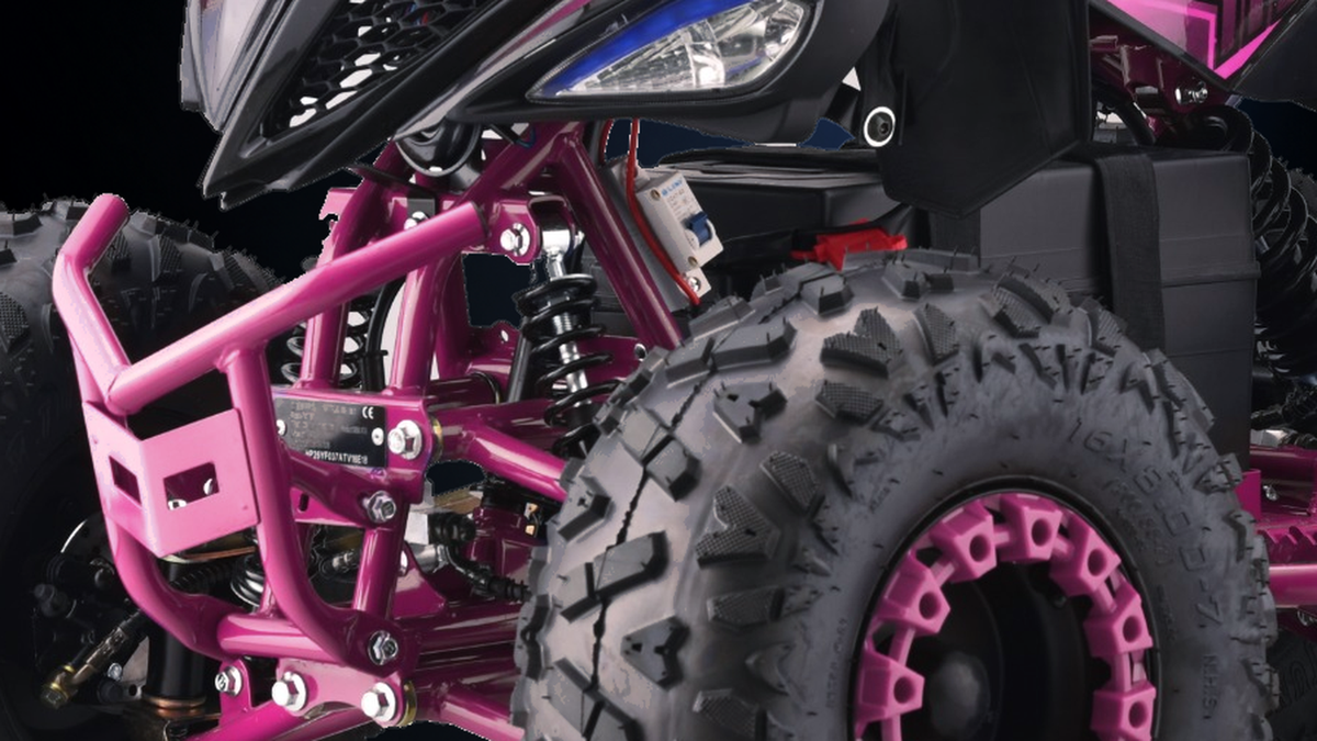 Detail der Vorderfederung von Panthera Leo | Elektrische kinderquad 1200W 48V - Roze