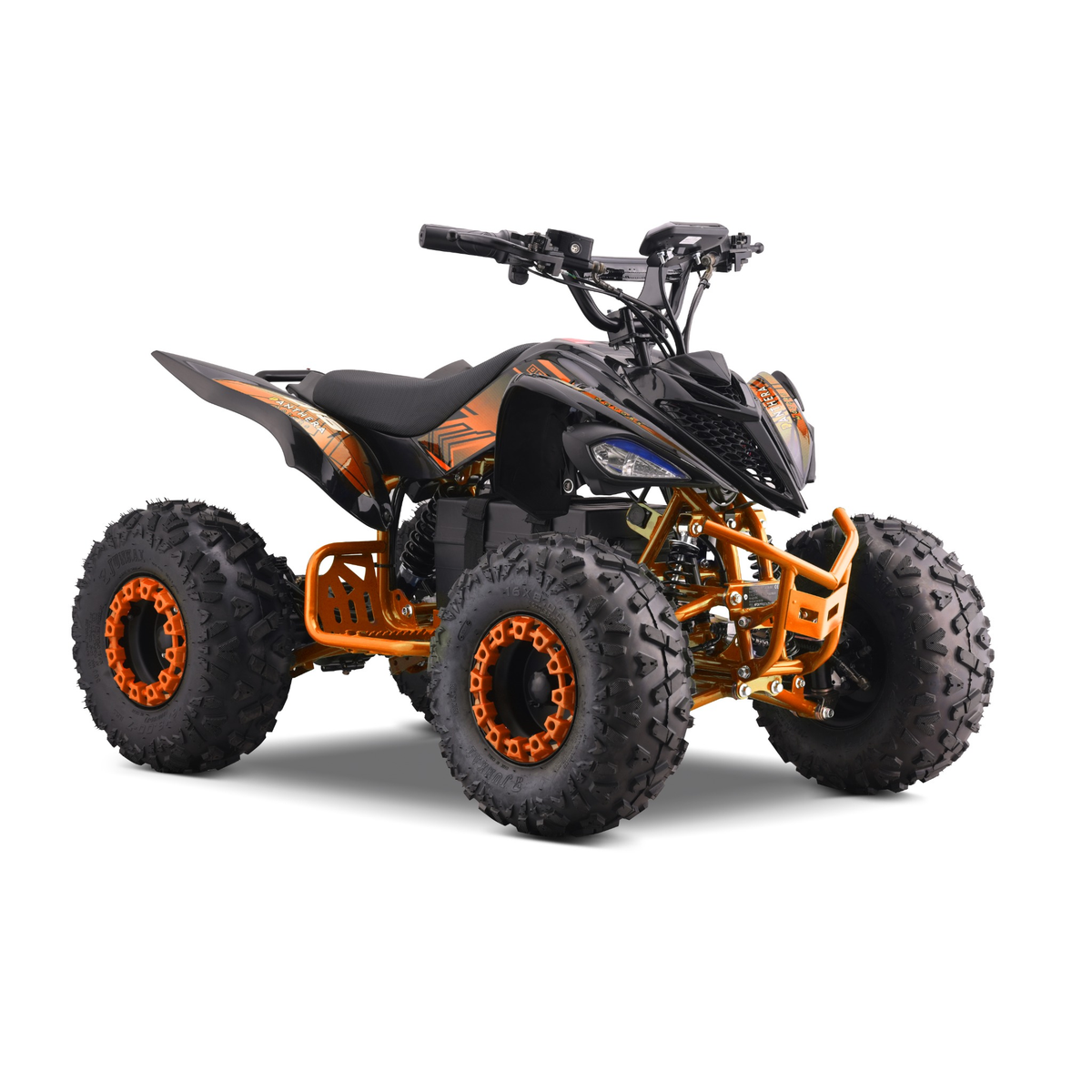 Panthera Leo elektrische kinderquad 1200W 48V in oranje, schuin van voren