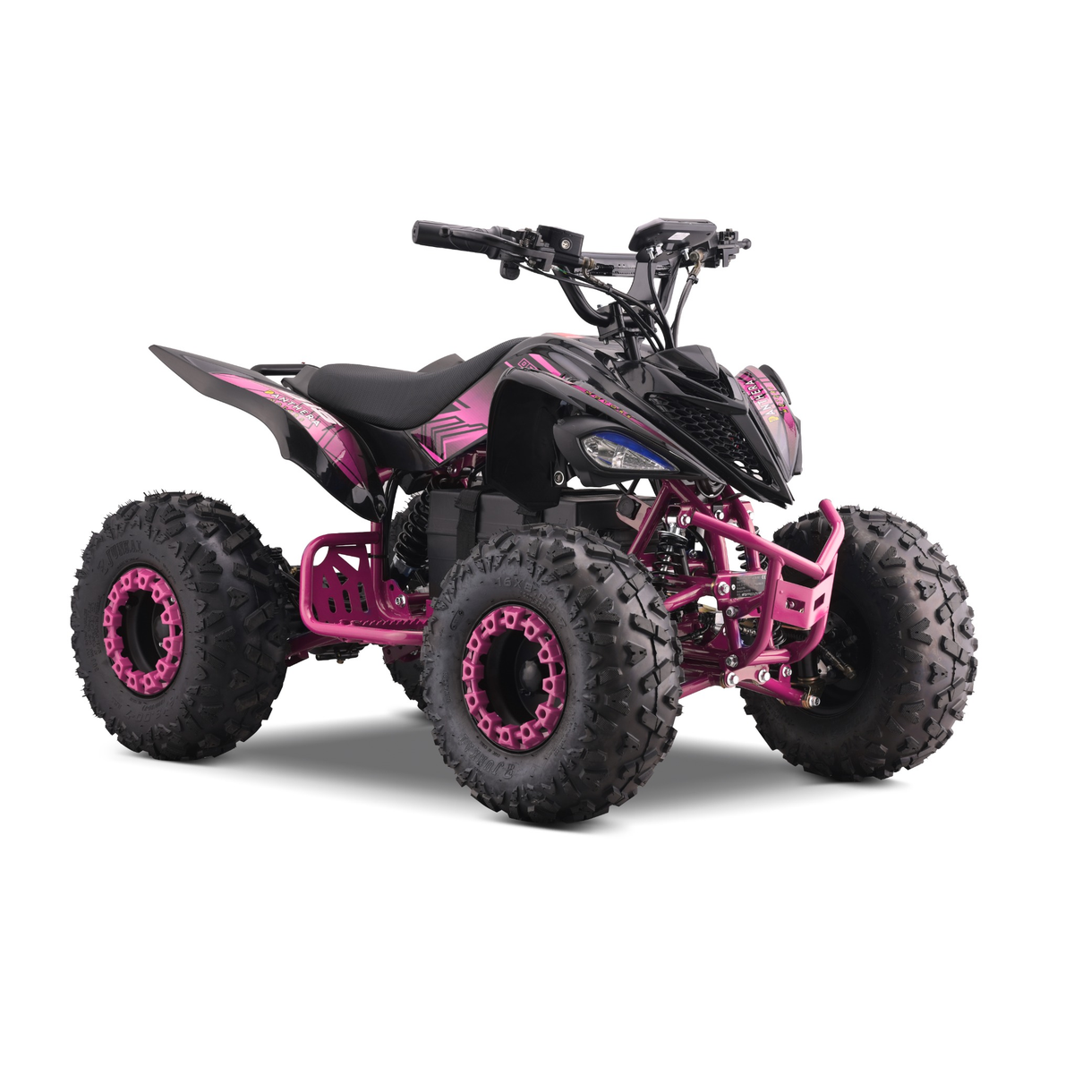 Panthera Leo elektrische kinderquad 1200W 48V in roze, schuin van voren